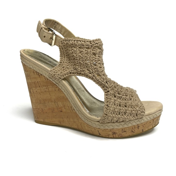 Eva & Zoe Shoes Eva And Zoe Sienna Crochet Knit Wedge Cork Heel